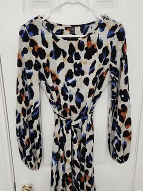 SHEIN Cream Black Blue Brown Leopard Dress
